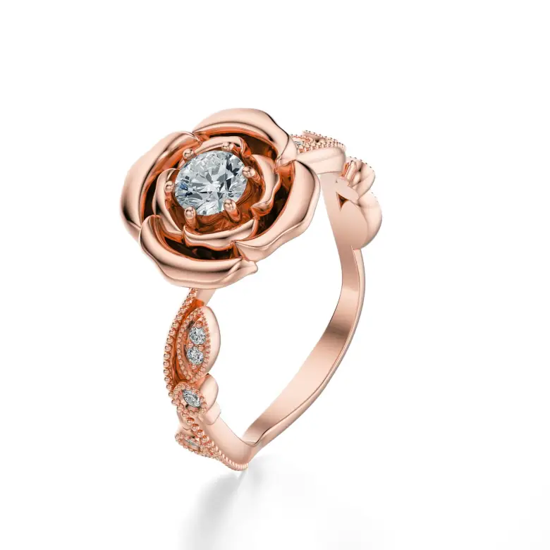 Pierścionek z różowego złota z diamentami AJPZ_145